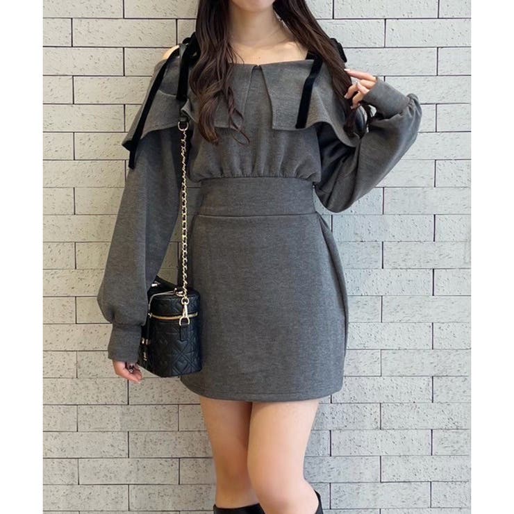 one after another】肩リボンカットミニワンピース[品番：NCLW0015072