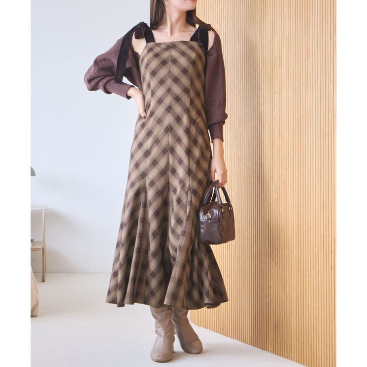 Na+H ストライプ リボン ベビードール ワンピースキャミワンピ Na+H ストライプ リボン ベビードール ワンピースキャミワンピ NEUNA