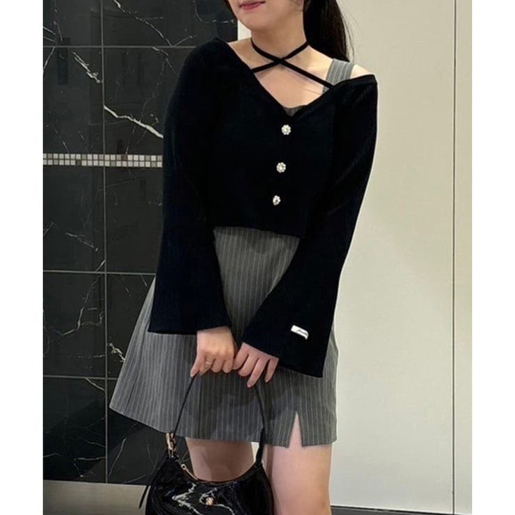 新品未使用タグ付き ナイスクラップ NICE CLAUPフリルミニワンピース 黒 Black collection】フリルミニワンピース | レディース