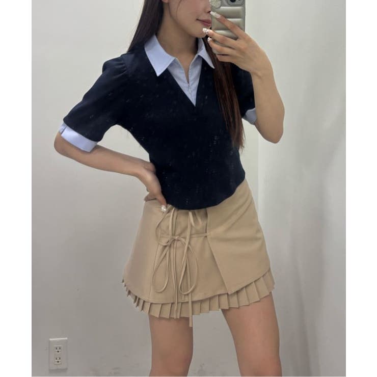 one after another】プリーツミニ巻きスカート[品番：NCLW0016177