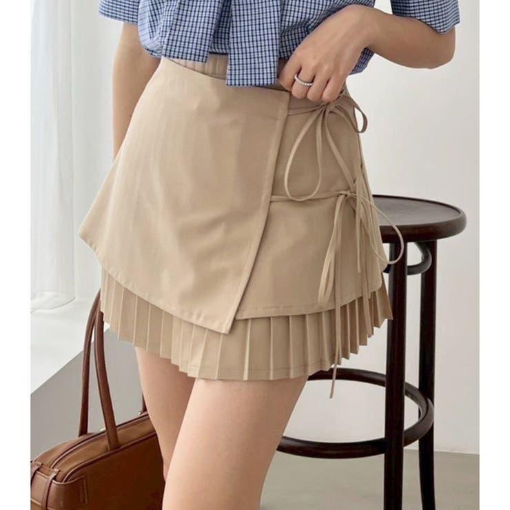 ベージュ | 【one after another】プリーツミニ巻きスカート | NICE CLAUP / OLIVE des OLIVE　OUTLET
