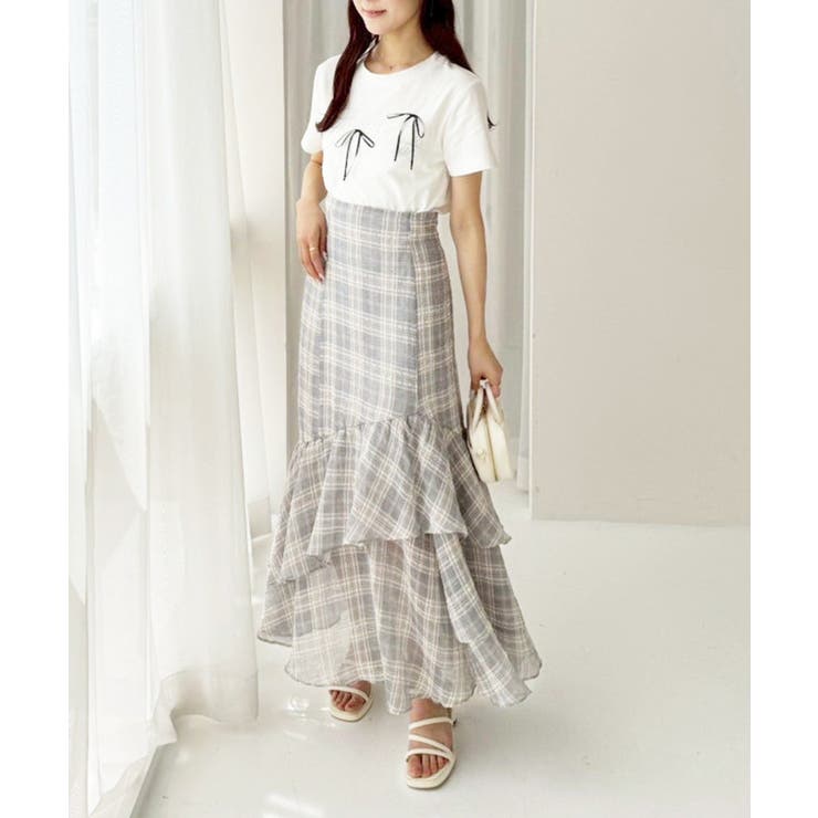 ランダムフリルロングスカート スリット入り | NICE CLAUP / OLIVE des OLIVE　OUTLET | 詳細画像4 