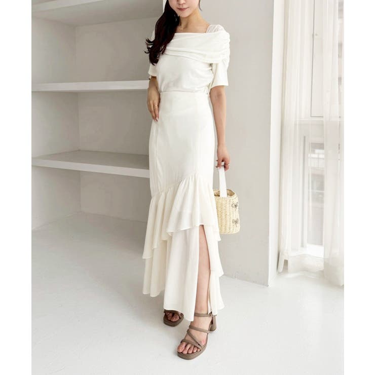 ランダムフリルロングスカート スリット入り | NICE CLAUP / OLIVE des OLIVE　OUTLET | 詳細画像15 