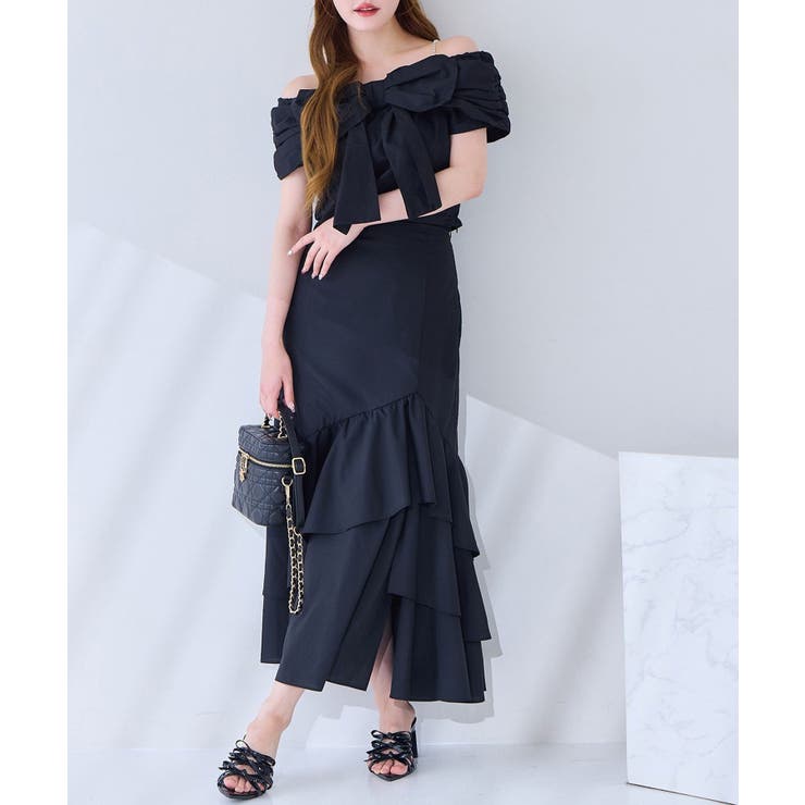 ランダムフリルロングスカート スリット入り | NICE CLAUP / OLIVE des OLIVE　OUTLET | 詳細画像26 