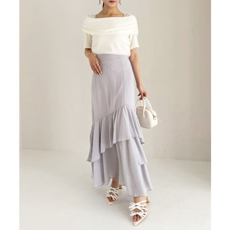 ランダムフリルロングスカート スリット入り | NICE CLAUP / OLIVE des OLIVE　OUTLET | 詳細画像29 