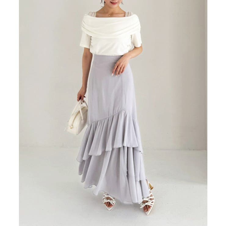 ランダムフリルロングスカート スリット入り | NICE CLAUP / OLIVE des OLIVE　OUTLET | 詳細画像30 