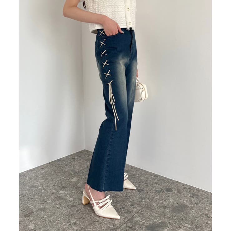 one after another NICECLAUPサイドレースあき美脚デニム サイドレース