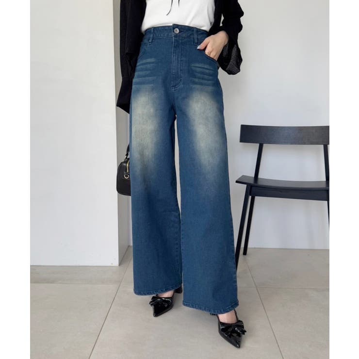 【one after another】ワイドデニムパンツ | NICE CLAUP / OLIVE des OLIVE　OUTLET | 詳細画像1 