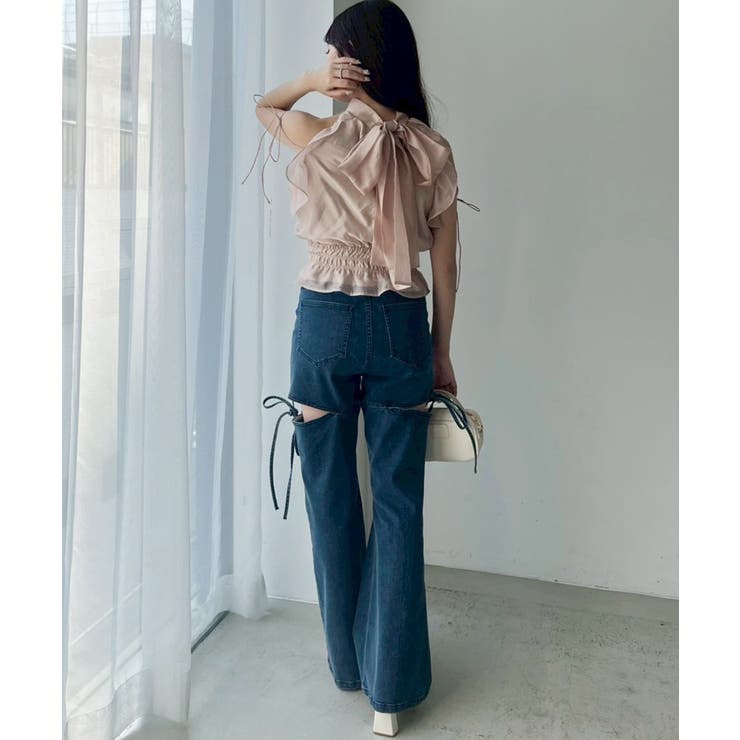 one after another】サイドあき美脚ストレッチデニム[品番