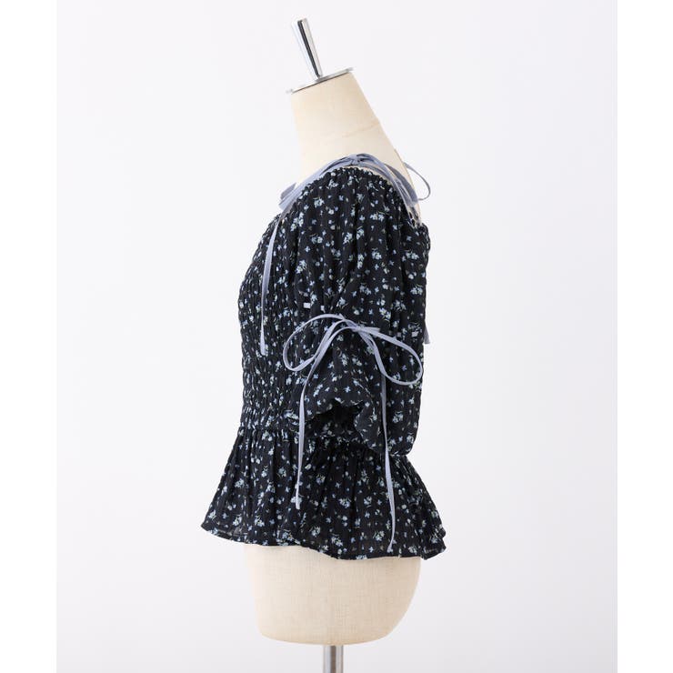 【one after another】花柄オフショルシャーリングリボンブラウス | NICE CLAUP / OLIVE des OLIVE　OUTLET | 詳細画像9 