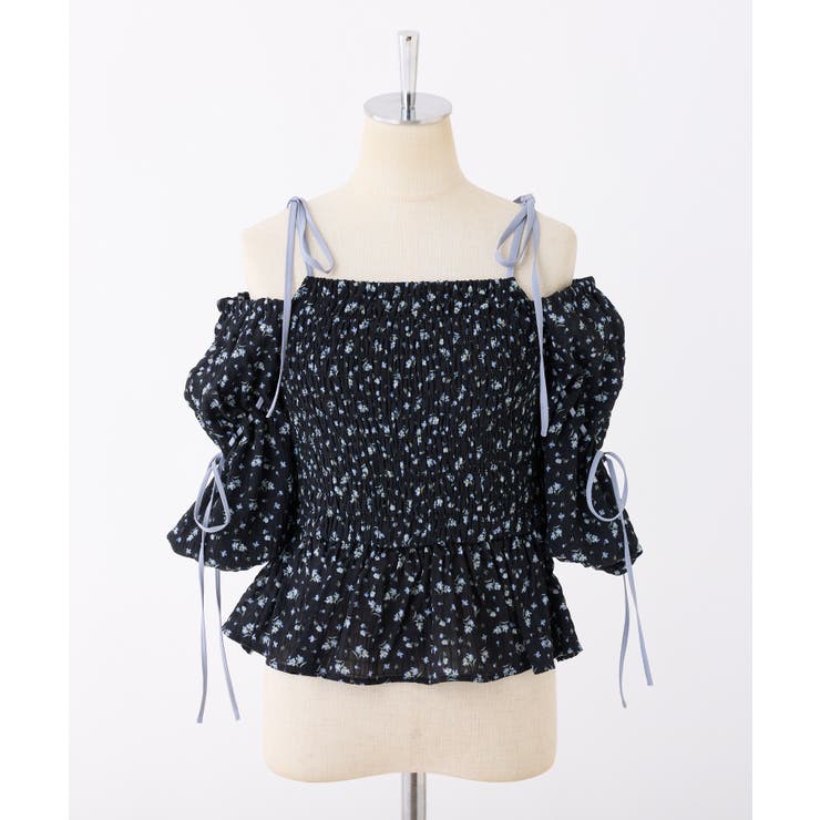 【one after another】花柄オフショルシャーリングリボンブラウス | NICE CLAUP / OLIVE des OLIVE　OUTLET | 詳細画像10 