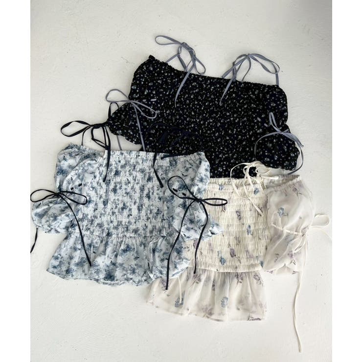 【one after another】花柄オフショルシャーリングリボンブラウス | NICE CLAUP / OLIVE des OLIVE　OUTLET | 詳細画像12 