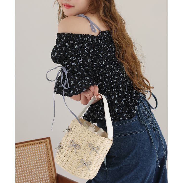 【one after another】花柄オフショルシャーリングリボンブラウス | NICE CLAUP / OLIVE des OLIVE　OUTLET | 詳細画像18 