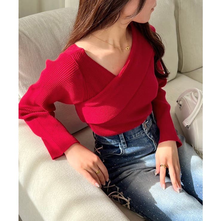 【one after another】韓国っぽアシンメトリーニット | NICE CLAUP / OLIVE des OLIVE　OUTLET | 詳細画像1 