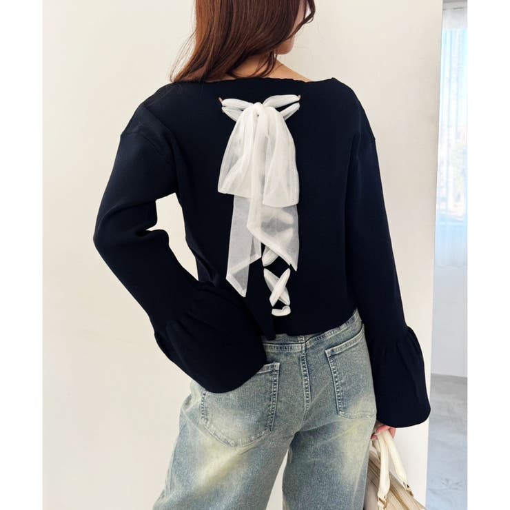 ネイビー | 【one after another】バックリボンテレコトップス | NICE CLAUP / OLIVE des OLIVE　OUTLET