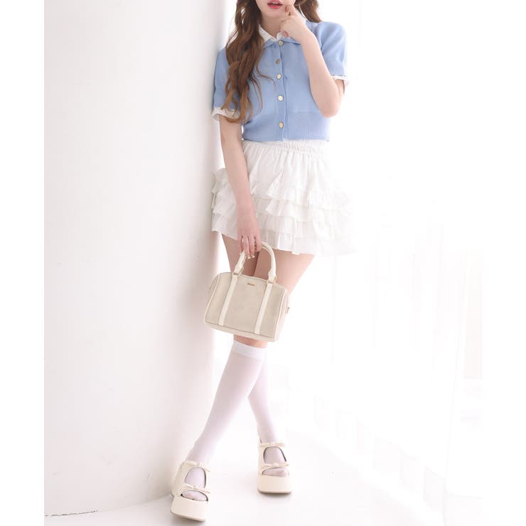 【one after another】今期トレンド/重ね襟半袖ニット | NICE CLAUP / OLIVE des OLIVE　OUTLET | 詳細画像3 