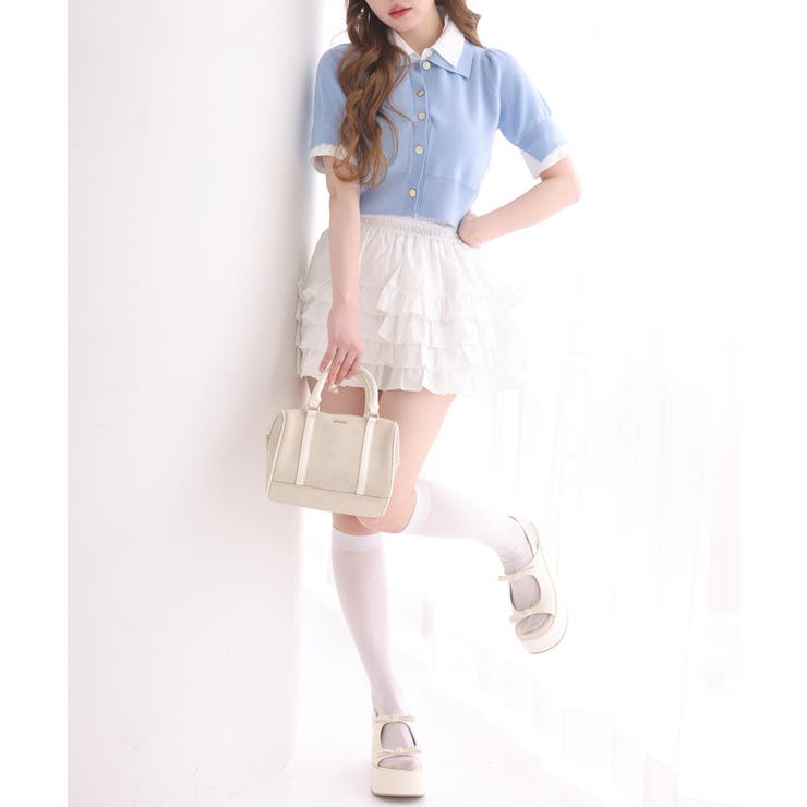 【one after another】今期トレンド/重ね襟半袖ニット | NICE CLAUP / OLIVE des OLIVE　OUTLET | 詳細画像4 