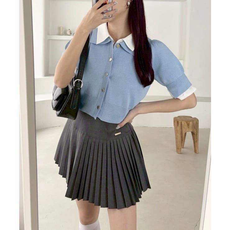 【one after another】今期トレンド/重ね襟半袖ニット | NICE CLAUP / OLIVE des OLIVE　OUTLET | 詳細画像8 