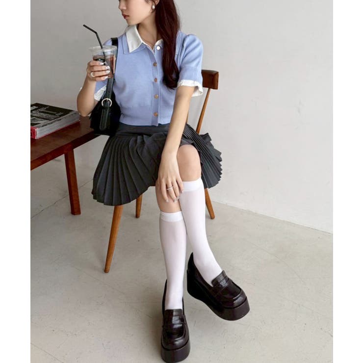 【one after another】今期トレンド/重ね襟半袖ニット | NICE CLAUP / OLIVE des OLIVE　OUTLET | 詳細画像10 