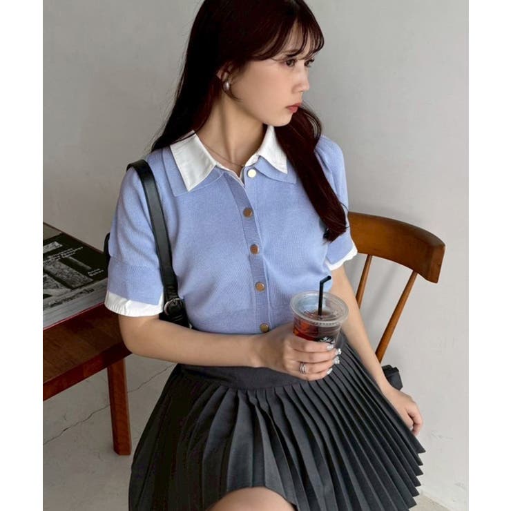 【one after another】今期トレンド/重ね襟半袖ニット | NICE CLAUP / OLIVE des OLIVE　OUTLET | 詳細画像11 