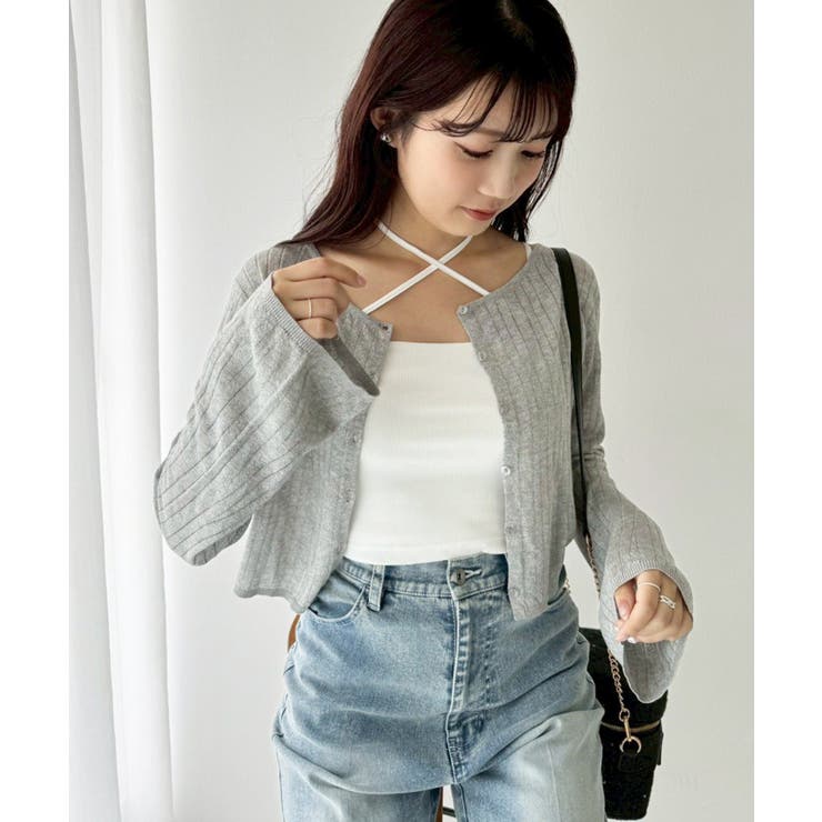 グレー | 【one after another】ラメ混シアーカーデ | NICE CLAUP / OLIVE des OLIVE　OUTLET