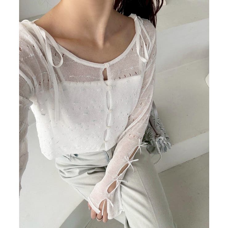 【one after another】インナー×袖リボンカーデアンサンブル | NICE CLAUP / OLIVE des OLIVE　OUTLET | 詳細画像3 