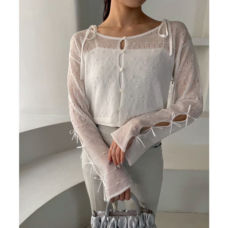 【one after another】インナー×袖リボンカーデアンサンブル | NICE CLAUP / OLIVE des OLIVE　OUTLET | 詳細画像4 