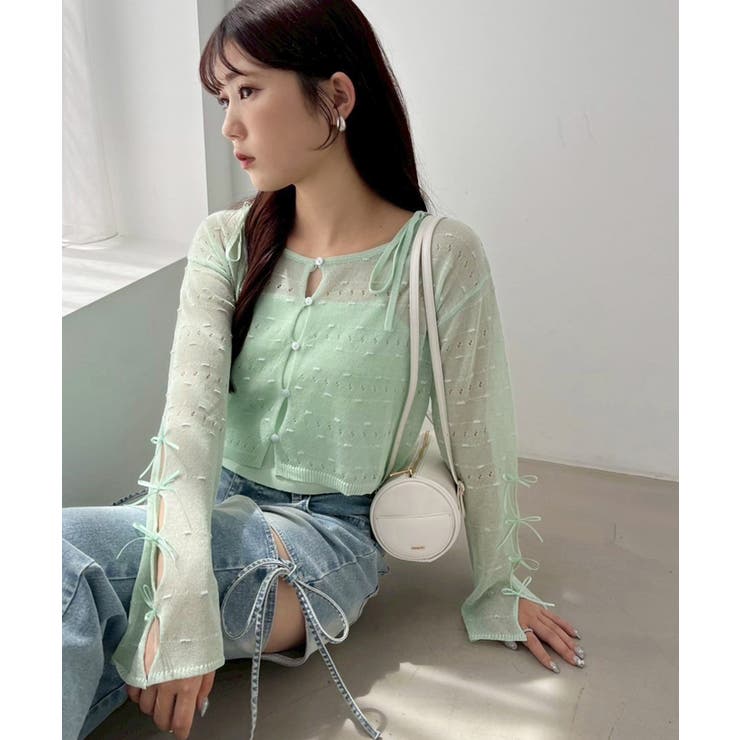 ミント | 【one after another】インナー×袖リボンカーデアンサンブル | NICE CLAUP / OLIVE des OLIVE　OUTLET