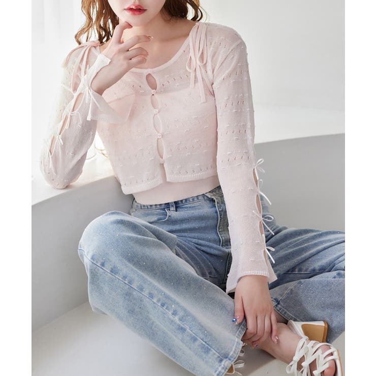 【one after another】インナー×袖リボンカーデアンサンブル | NICE CLAUP / OLIVE des OLIVE　OUTLET | 詳細画像51 