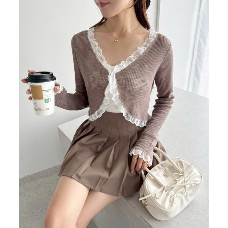 【one after another】レース切り替えカーデ | NICE CLAUP / OLIVE des OLIVE　OUTLET | 詳細画像1 
