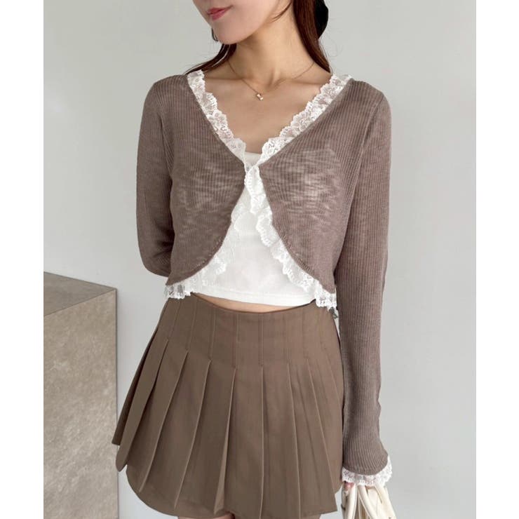【one after another】レース切り替えカーデ | NICE CLAUP / OLIVE des OLIVE　OUTLET | 詳細画像3 
