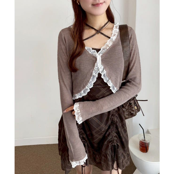 【one after another】レース切り替えカーデ | NICE CLAUP / OLIVE des OLIVE　OUTLET | 詳細画像11 