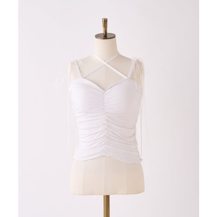 【one after another】肩リボンギャザーキャミ | NICE CLAUP / OLIVE des OLIVE　OUTLET | 詳細画像2 