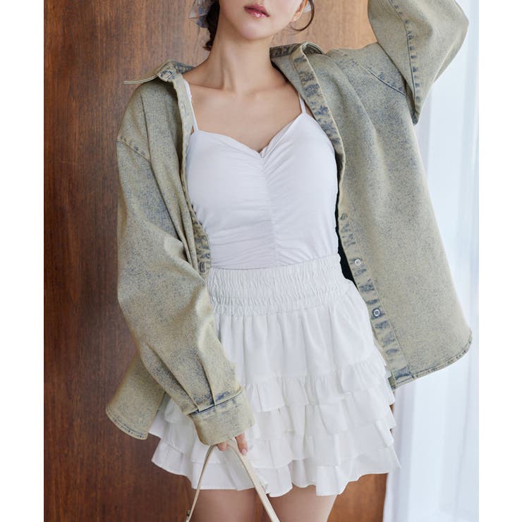 【one after another】肩リボンギャザーキャミ | NICE CLAUP / OLIVE des OLIVE　OUTLET | 詳細画像3 