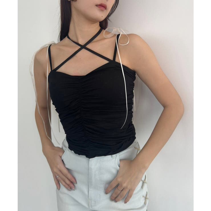 【one after another】肩リボンギャザーキャミ | NICE CLAUP / OLIVE des OLIVE　OUTLET | 詳細画像8 