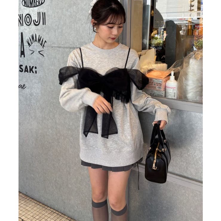 andmary ニーナリボントップス ビスチェ アンドミー andme チュール リボン 2way キャミソール ビスチェ