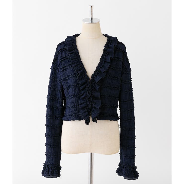 美品　Ozz On ストレッチ　レースアップワンピース　フリルカーディガン OZZON JAPAN / カーディガン