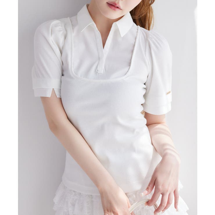 【one after another】シャツドッキング半袖トップス | NICE CLAUP / OLIVE des OLIVE　OUTLET | 詳細画像1 