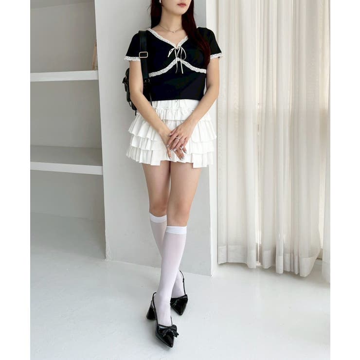 【one after another】カップ付/配色レーステレコトップス | NICE CLAUP / OLIVE des OLIVE　OUTLET | 詳細画像2 