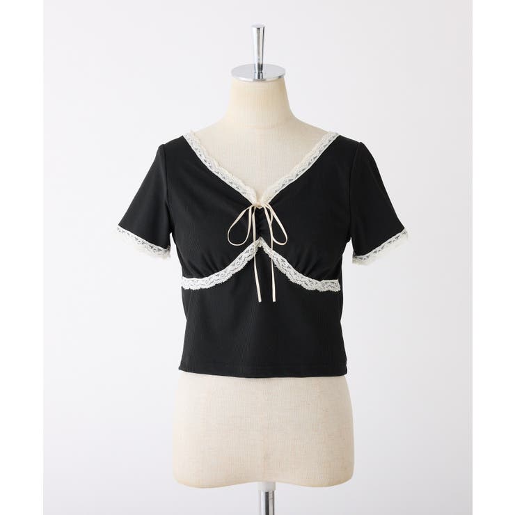 【one after another】カップ付/配色レーステレコトップス | NICE CLAUP / OLIVE des OLIVE　OUTLET | 詳細画像9 