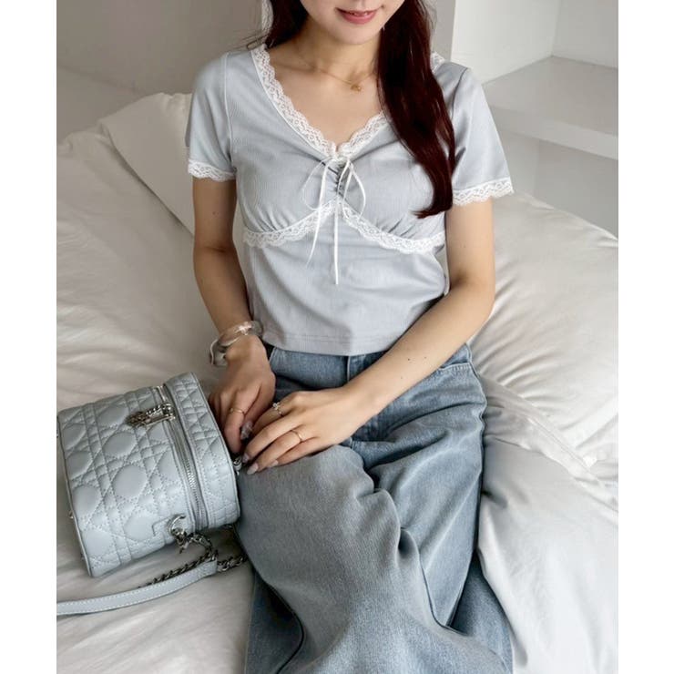 【one after another】カップ付/配色レーステレコトップス | NICE CLAUP / OLIVE des OLIVE　OUTLET | 詳細画像24 