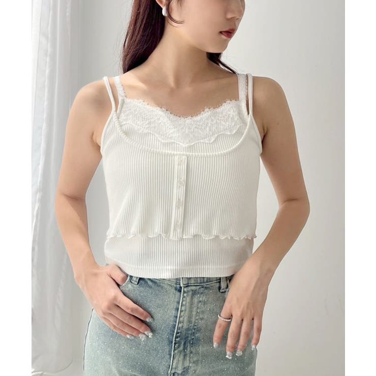 【one after another】レース付きレイヤードキャミ | NICE CLAUP / OLIVE des OLIVE　OUTLET | 詳細画像2 