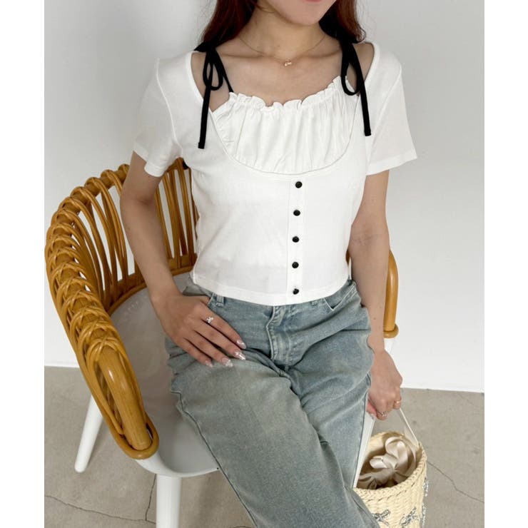 【one after another】レイヤード半袖トップス | NICE CLAUP / OLIVE des OLIVE　OUTLET | 詳細画像3 