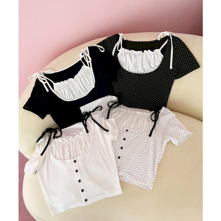 【one after another】レイヤード半袖トップス | NICE CLAUP / OLIVE des OLIVE　OUTLET | 詳細画像9 