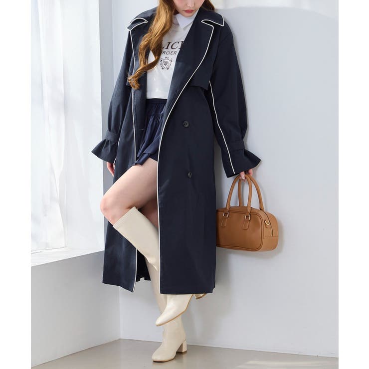 【one after another】【オリジナルロゴ入り】配色トレンチコート | NICE CLAUP / OLIVE des OLIVE　OUTLET | 詳細画像7 