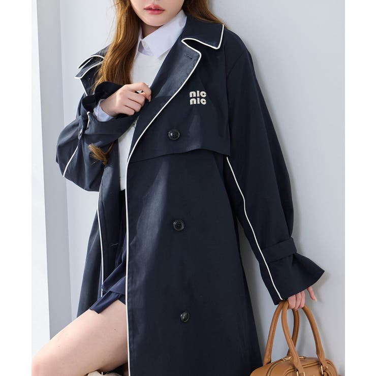 【one after another】【オリジナルロゴ入り】配色トレンチコート | NICE CLAUP / OLIVE des OLIVE　OUTLET | 詳細画像8 