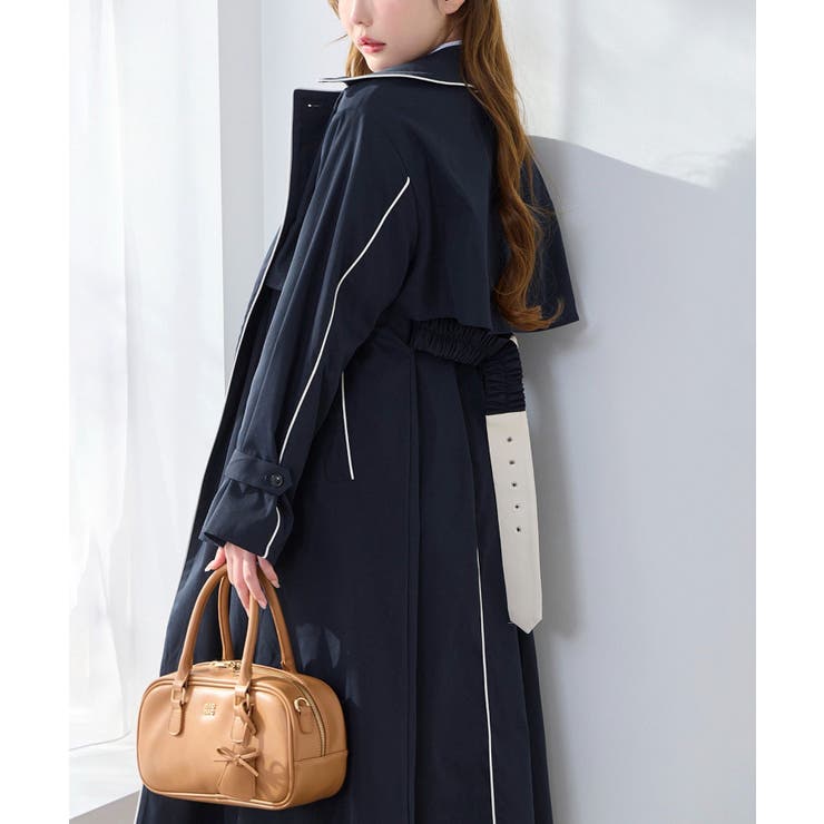 【one after another】【オリジナルロゴ入り】配色トレンチコート | NICE CLAUP / OLIVE des OLIVE　OUTLET | 詳細画像9 