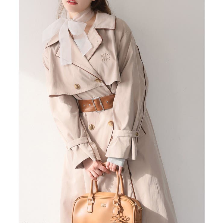 ベージュ | 【one after another】【オリジナルロゴ入り】配色トレンチコート | NICE CLAUP / OLIVE des OLIVE　OUTLET