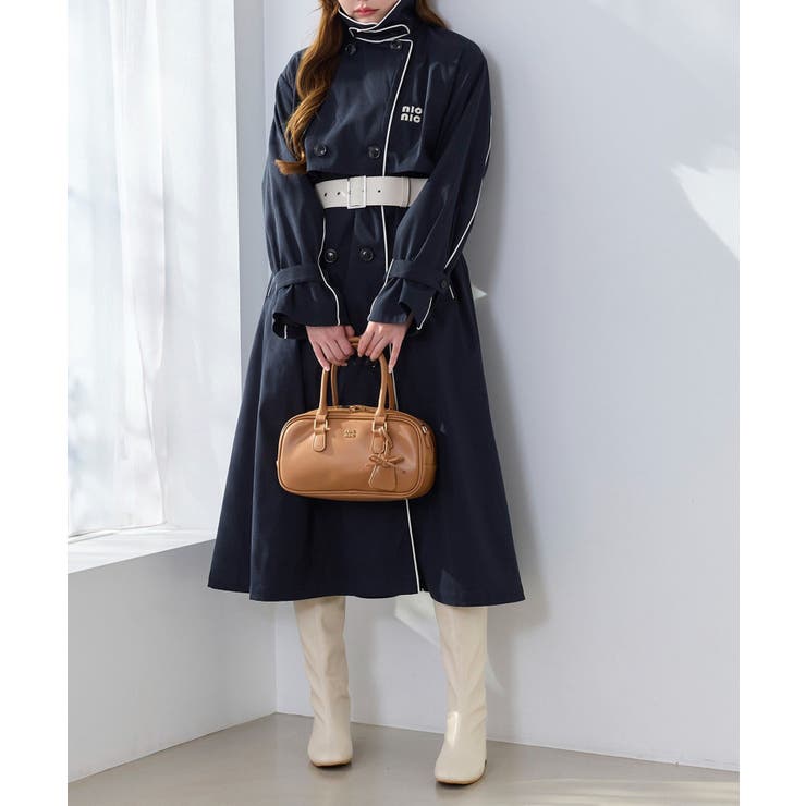 ネイビー | 【one after another】【オリジナルロゴ入り】配色トレンチコート | NICE CLAUP / OLIVE des OLIVE　OUTLET