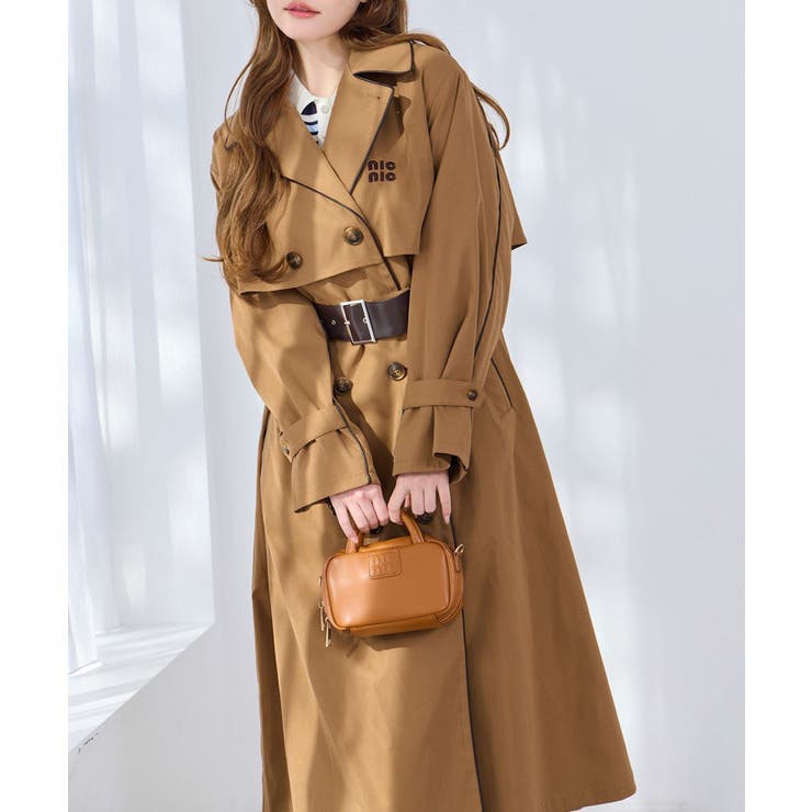 キャメル | 【one after another】【オリジナルロゴ入り】配色トレンチコート | NICE CLAUP / OLIVE des OLIVE　OUTLET